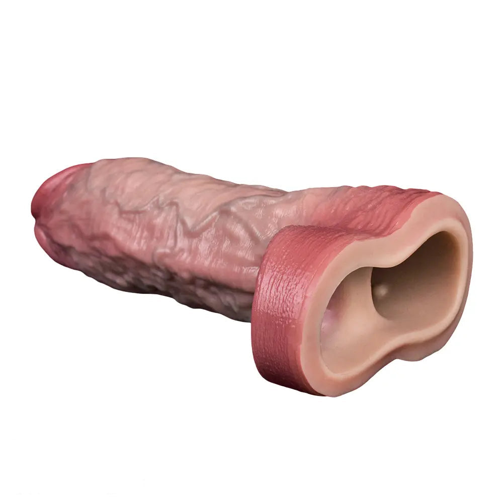 7.48in Vibrating Real Remote Silicone Hollow Dildo Sleeve Cock Extender