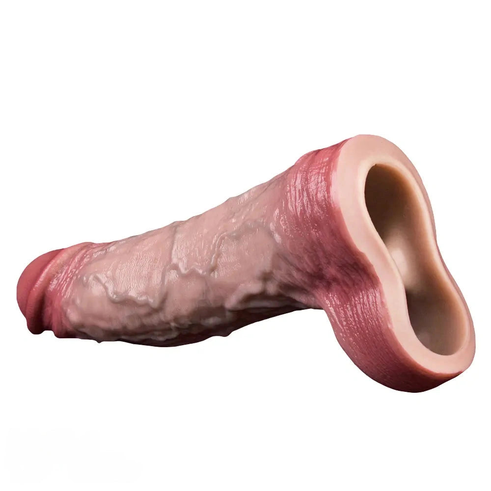 7.48in Vibrating Real Remote Silicone Hollow Dildo Sleeve Cock Extender