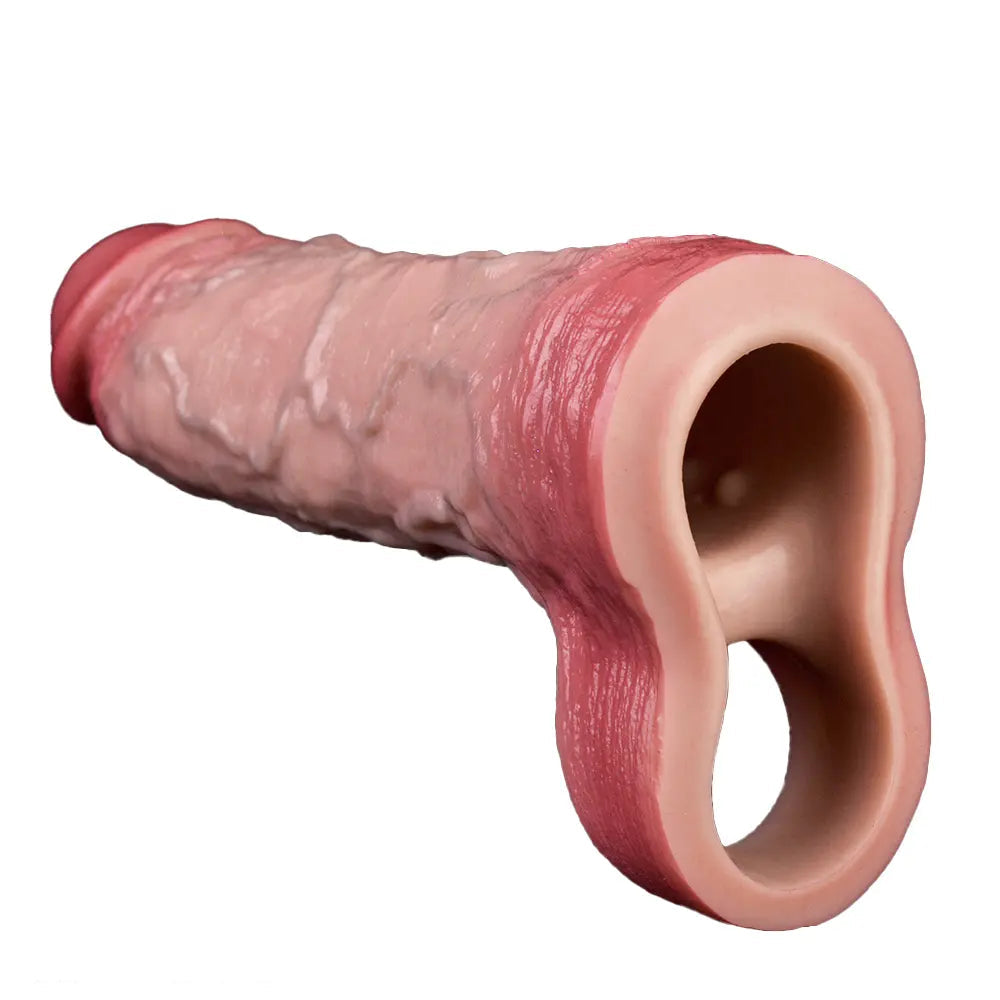 7.48in Vibrating Real Remote Silicone Hollow Dildo Sleeve Cock Extender