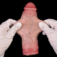 7.48in Vibrating Real Remote Silicone Hollow Dildo Sleeve Cock Extender