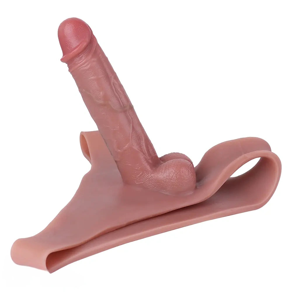 7.48in Wear Hollow Realistic Dildo Pants Silicone Cock Sleeve For Penis