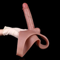 7.48in Wear Hollow Realistic Dildo Pants Silicone Cock Sleeve For Penis