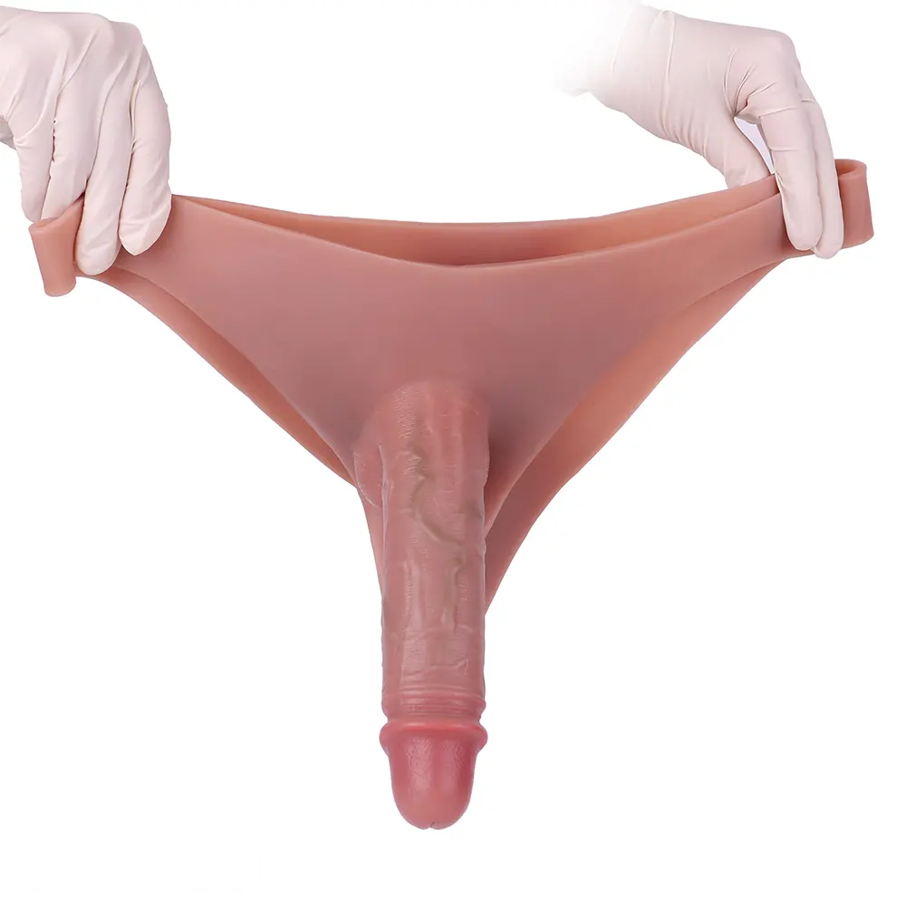 7.48in Wear Hollow Realistic Dildo Pants Silicone Cock Sleeve For Penis