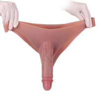 7.48in Wear Hollow Realistic Dildo Pants Silicone Cock Sleeve For Penis