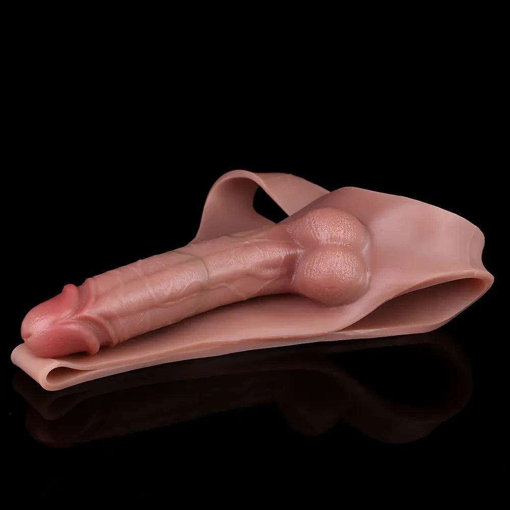 7.48in Wear Hollow Realistic Dildo Pants Silicone Cock Sleeve For Penis