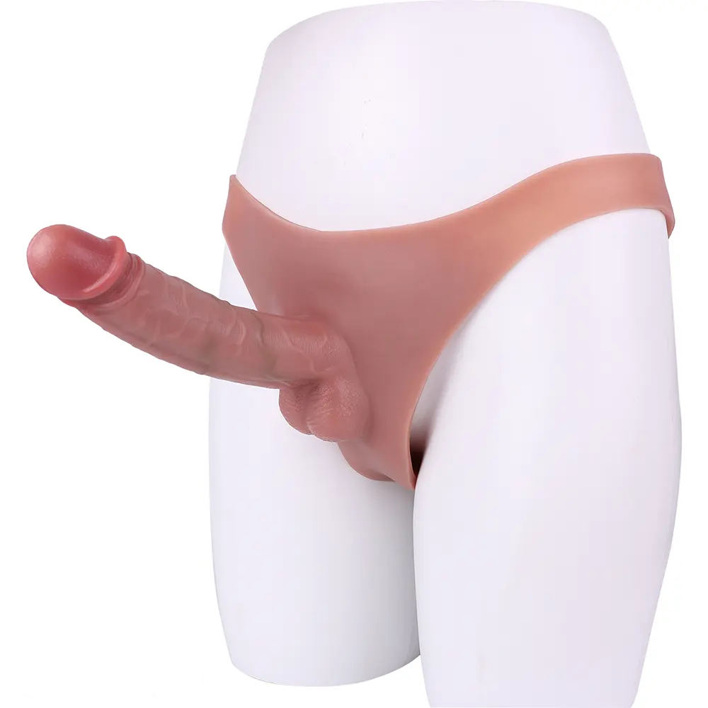 7.48in Wear Hollow Realistic Dildo Pants Silicone Cock Sleeve For Penis