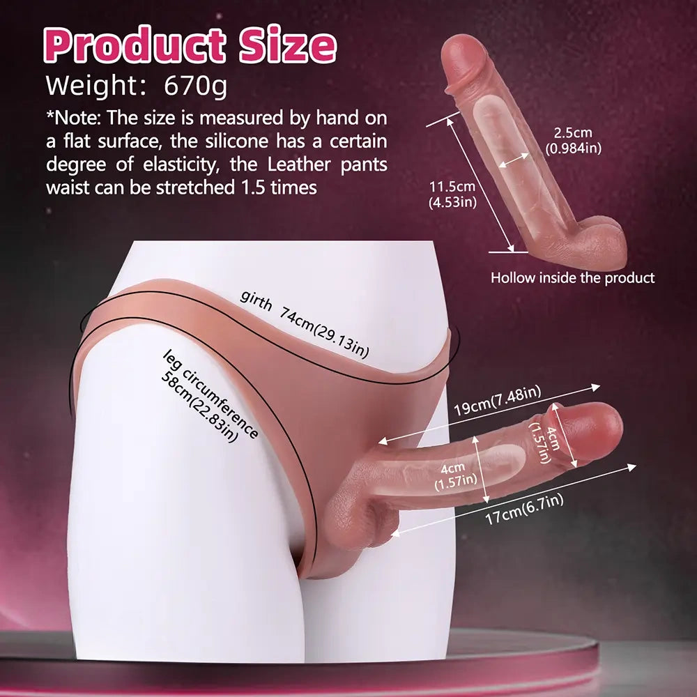 7.48in Wear Hollow Realistic Dildo Pants Silicone Cock Sleeve For Penis