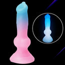 7.49in Dog Cock Knot Dildo Silicone Soft Animal Cock Luminous Dildo