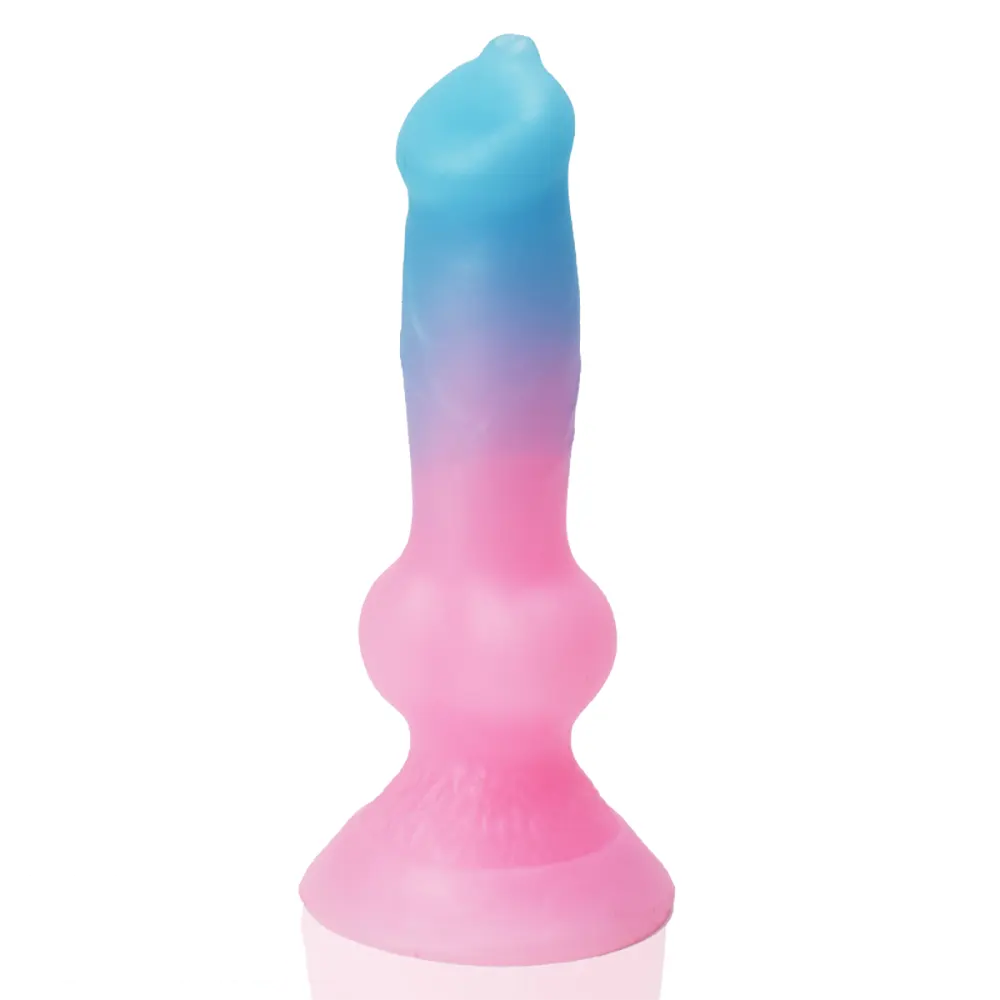 7.49in Dog Cock Knot Dildo Silicone Soft Animal Cock Luminous Dildo