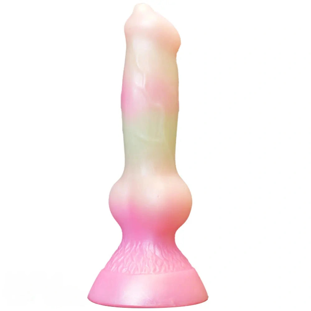 7.49in Dog Cock Knot Dildo Silicone Soft Animal Cock Luminous Dildo
