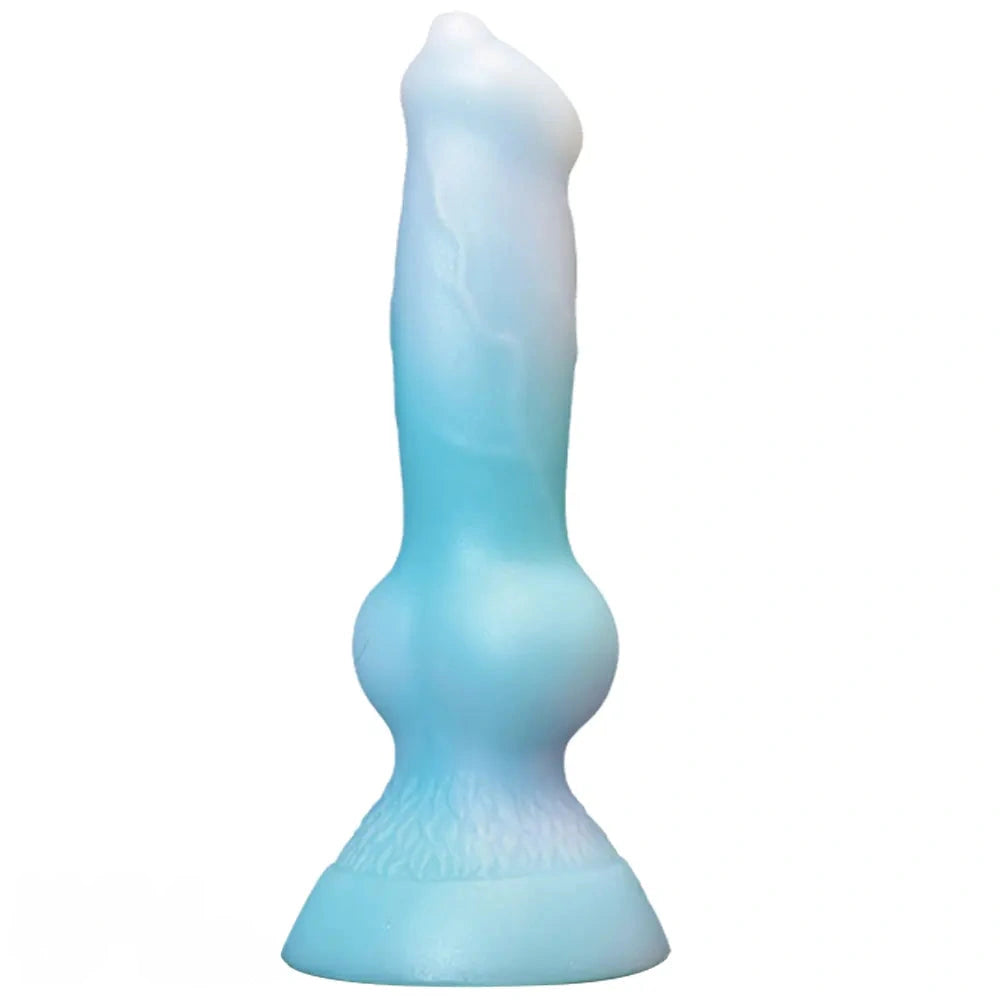 7.49in Dog Cock Knot Dildo Silicone Soft Animal Cock Luminous Dildo