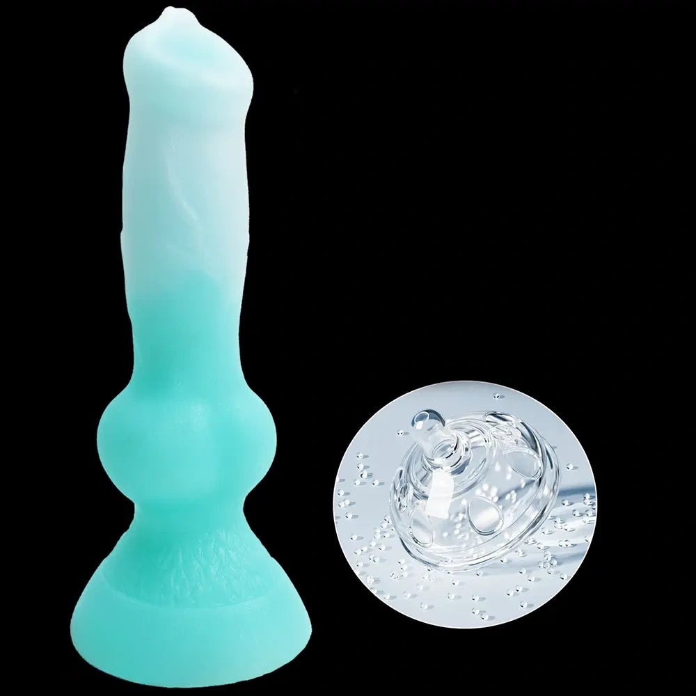 7.49in Dog Cock Knot Dildo Silicone Soft Animal Cock Luminous Dildo