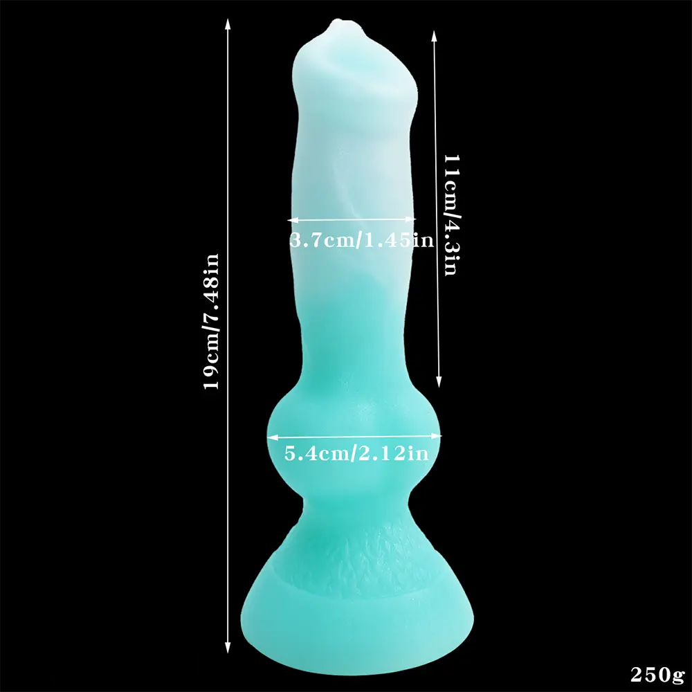 7.49in Dog Cock Knot Dildo Silicone Soft Animal Cock Luminous Dildo