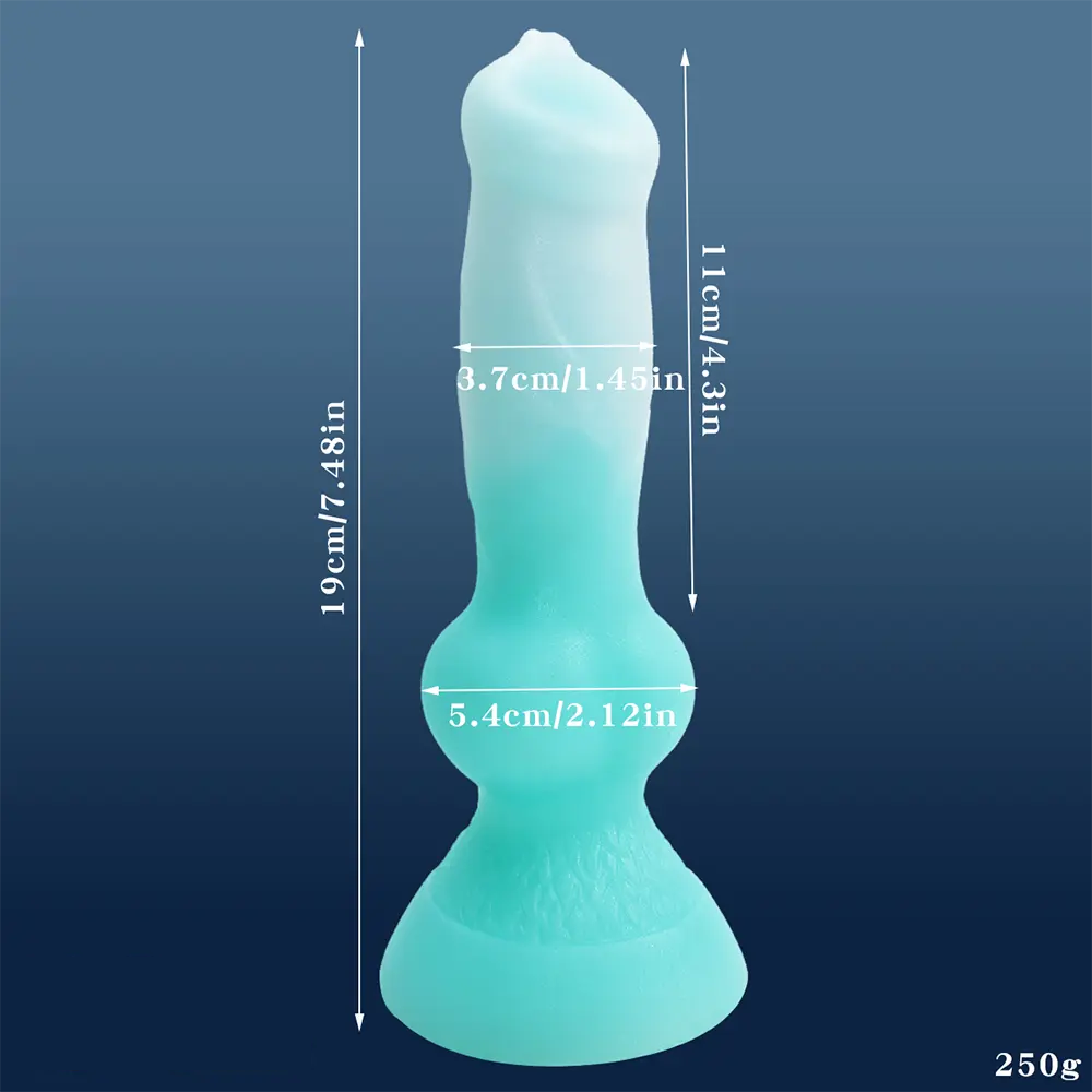 7.49in Dog Cock Knot Dildo Silicone Soft Animal Cock Luminous Dildo