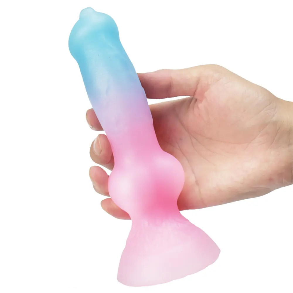 7.49in Dog Cock Knot Dildo Silicone Soft Animal Cock Luminous Dildo