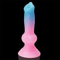 7.49in Dog Cock Knot Dildo Silicone Soft Animal Cock Luminous Dildo
