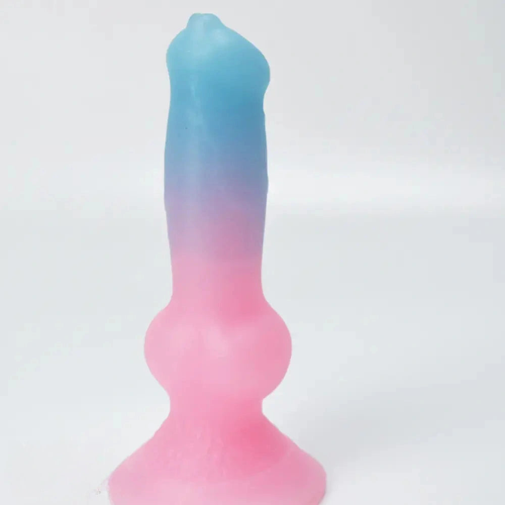7.49in Dog Cock Knot Dildo Silicone Soft Animal Cock Luminous Dildo