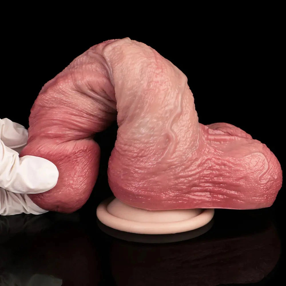 7.4in Double-layer Liquid Silicone Skin-like Soft Real Dildo For Solo Play