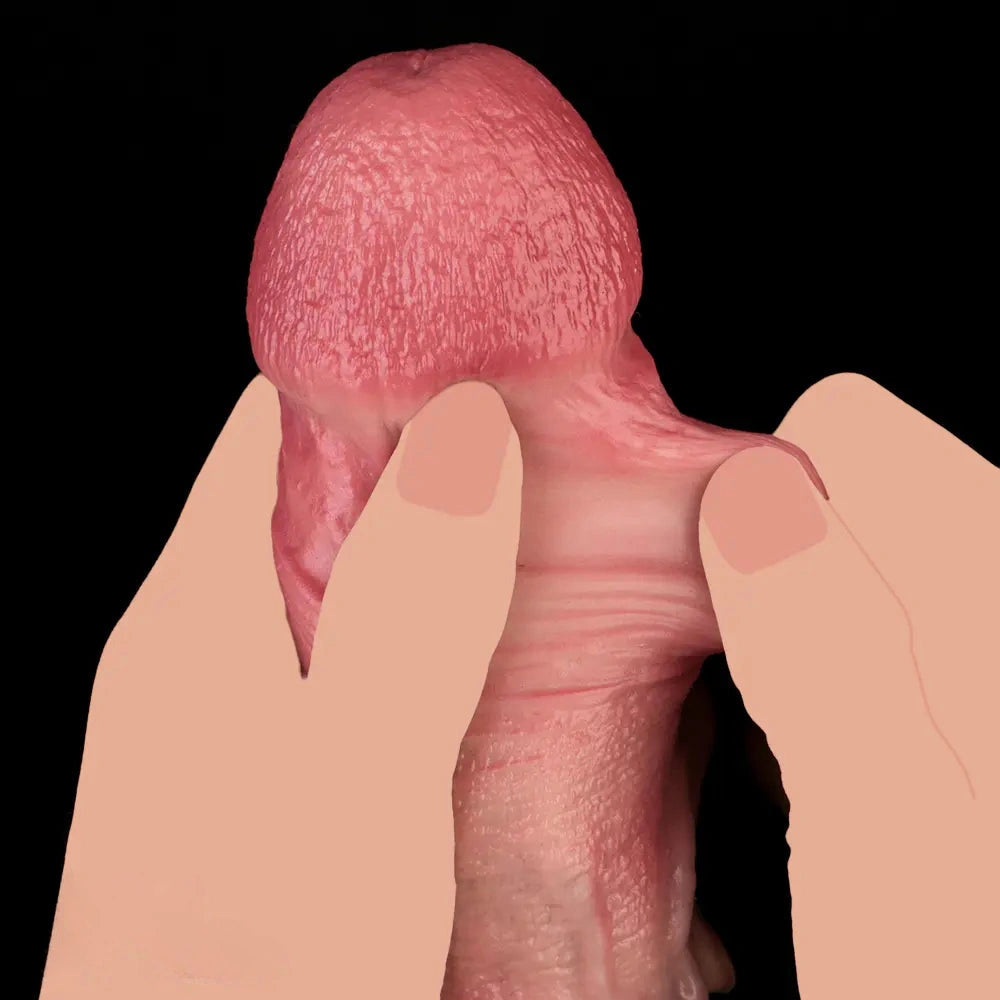 7.4in Double-layer Liquid Silicone Skin-like Soft Real Dildo For Solo Play