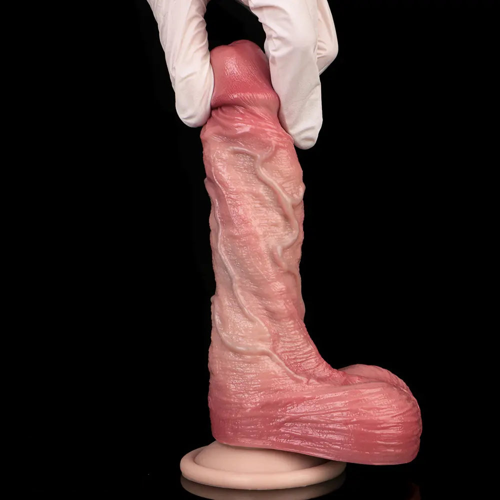 7.4in Double-layer Liquid Silicone Skin-like Soft Real Dildo For Solo Play