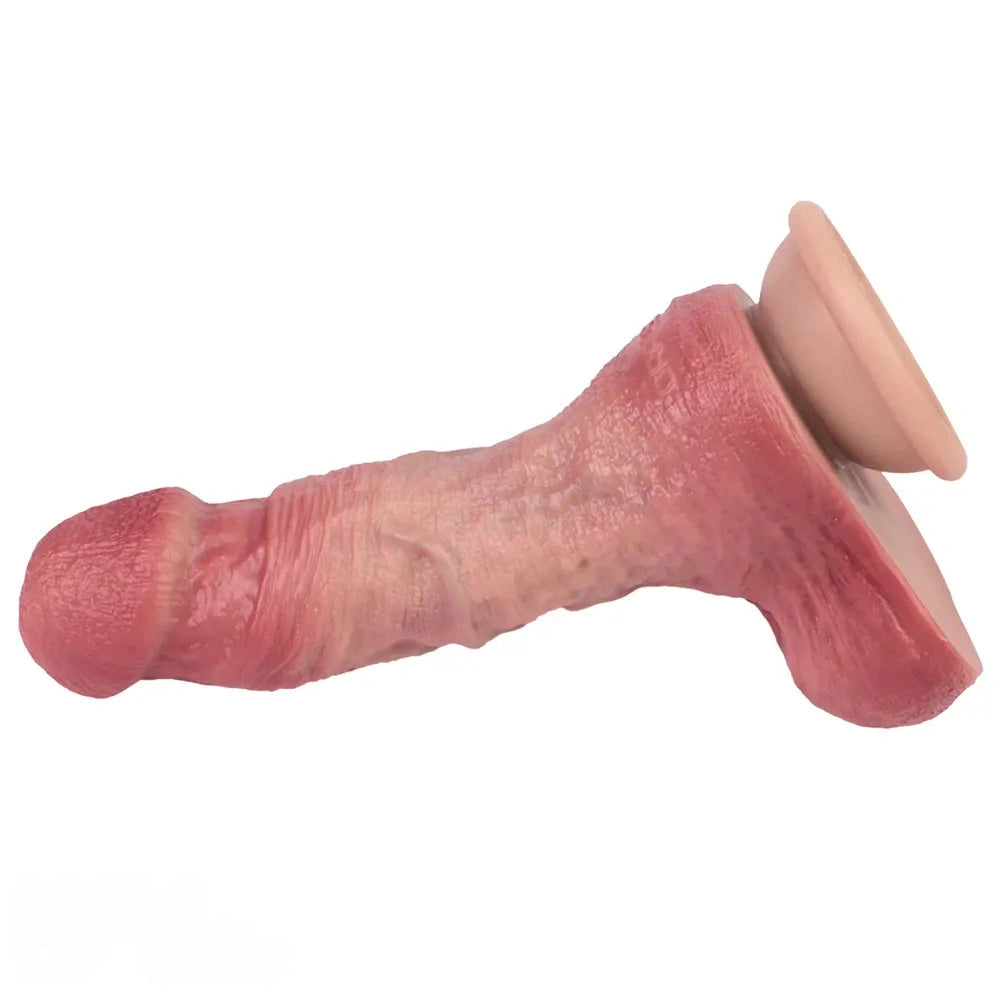 7.4in Double-layer Liquid Silicone Skin-like Soft Real Dildo For Solo Play