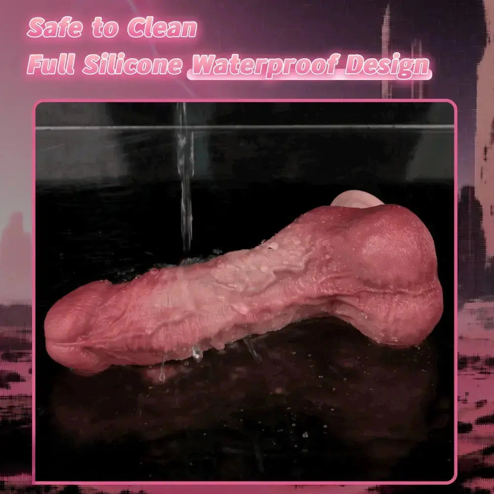 7.4in Double-layer Liquid Silicone Skin-like Soft Real Dildo For Solo Play