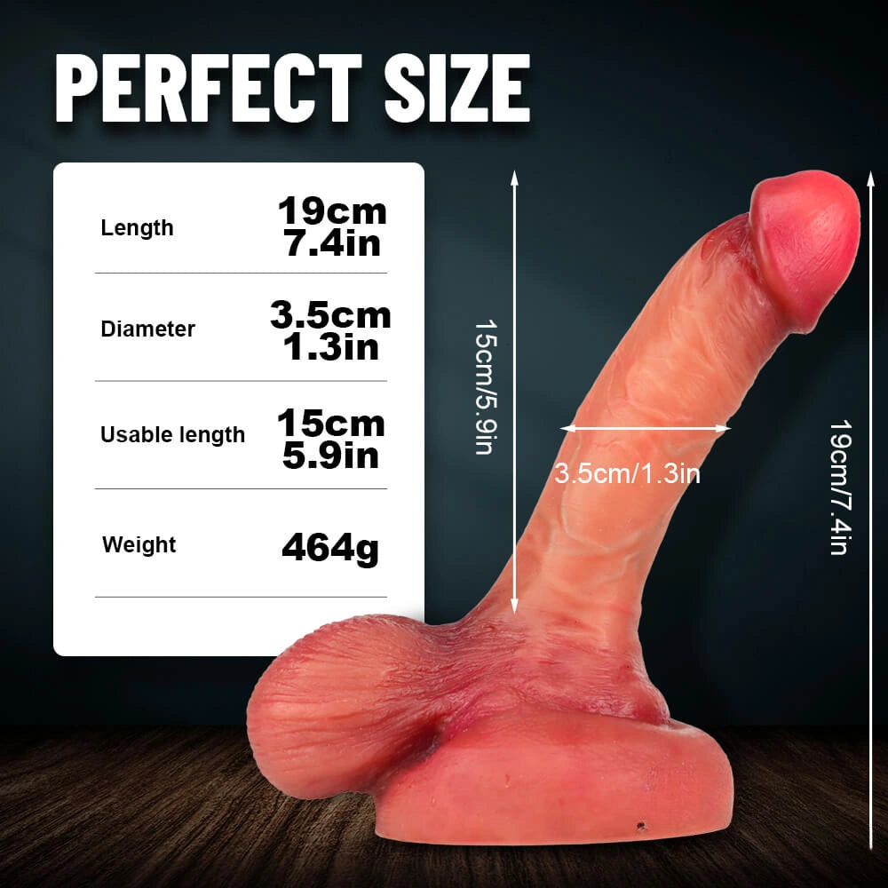 7.4in Realistic Silicone Dildo With Suction Cup For G Spot Stimulate
