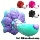 7.4in Soft Flexible Silicone Rose Shape Colored Particles Dildo