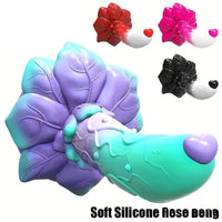 7.4in Soft Flexible Silicone Rose Shape Colored Particles Dildo