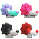 7.4in Soft Flexible Silicone Rose Shape Colored Particles Dildo