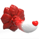 7.4in Soft Flexible Silicone Rose Shape Colored Particles Dildo