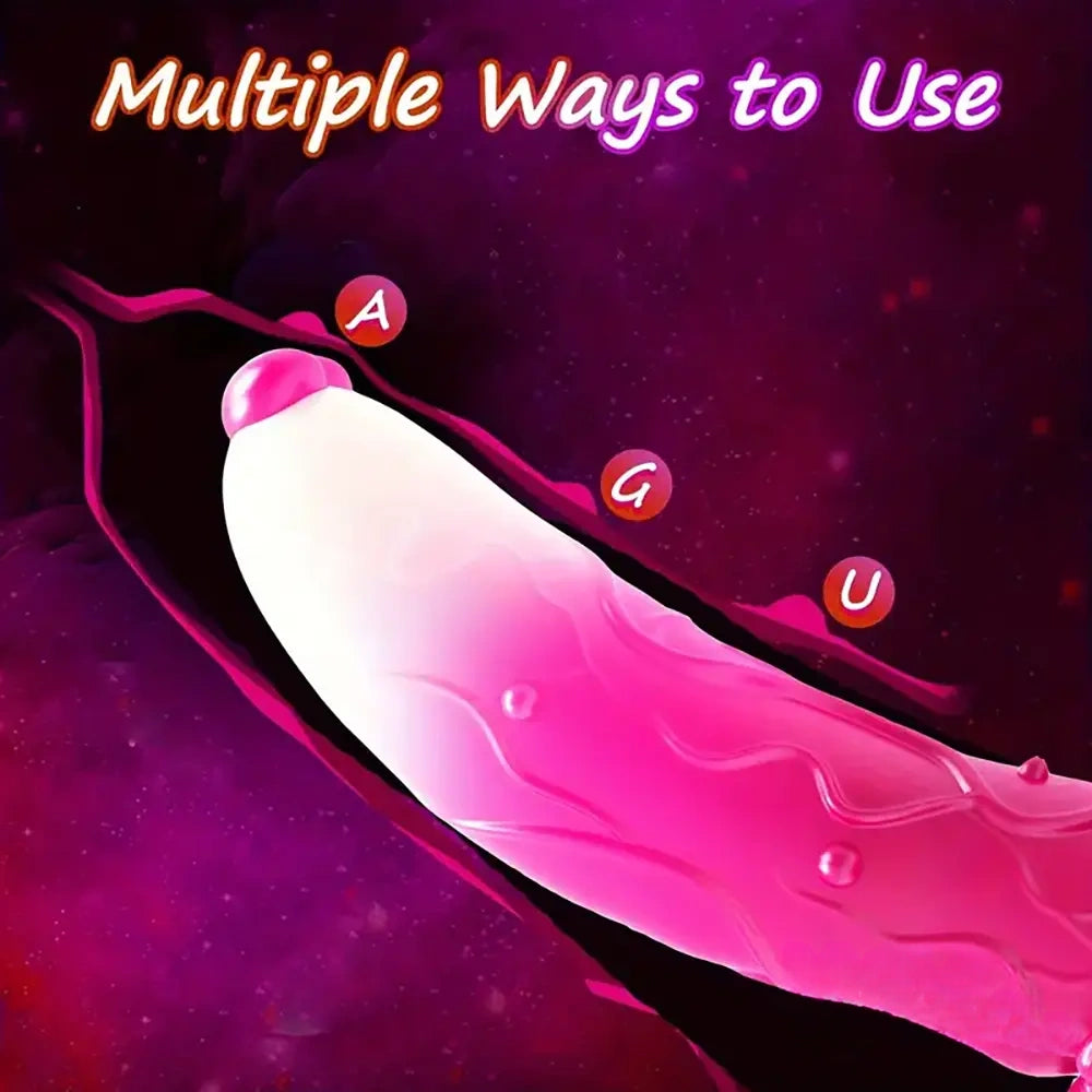 7.4in Soft Flexible Silicone Rose Shape Colored Particles Dildo
