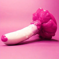 7.4in Soft Flexible Silicone Rose Shape Colored Particles Dildo