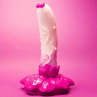 7.4in Soft Flexible Silicone Rose Shape Colored Particles Dildo