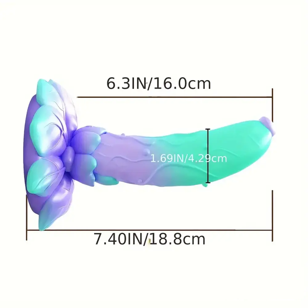 7.4in Soft Flexible Silicone Rose Shape Colored Particles Dildo
