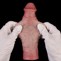 7.4in Vibrating Auto Remote Silicone Hollow Dildo Sleeve Cock Extender