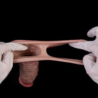 7.4in Vibrating Auto Remote Silicone Hollow Dildo Sleeve Cock Extender