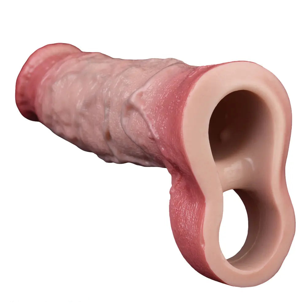 7.4in Vibrating Auto Remote Silicone Hollow Dildo Sleeve Cock Extender