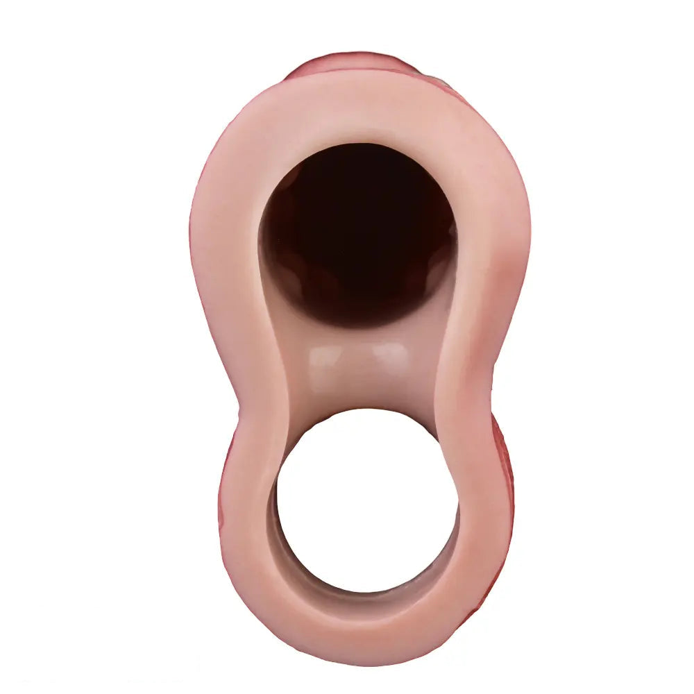 7.4in Vibrating Auto Remote Silicone Hollow Dildo Sleeve Cock Extender