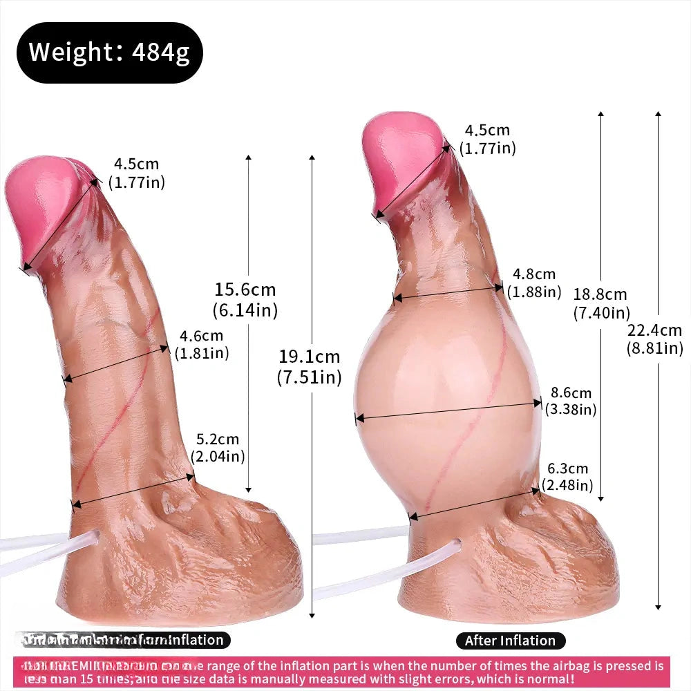 7.51in Inflatable Squirting Soft Silicone Dildo For Woman Men Anal Dildo