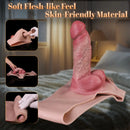 7.55in Wearable Silicone Uncut Dildo Pants Real Skin with Hollow Cock Sleeve