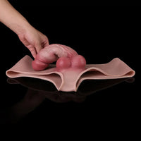 7.55in Wearable Silicone Uncut Dildo Pants Real Skin with Hollow Cock Sleeve