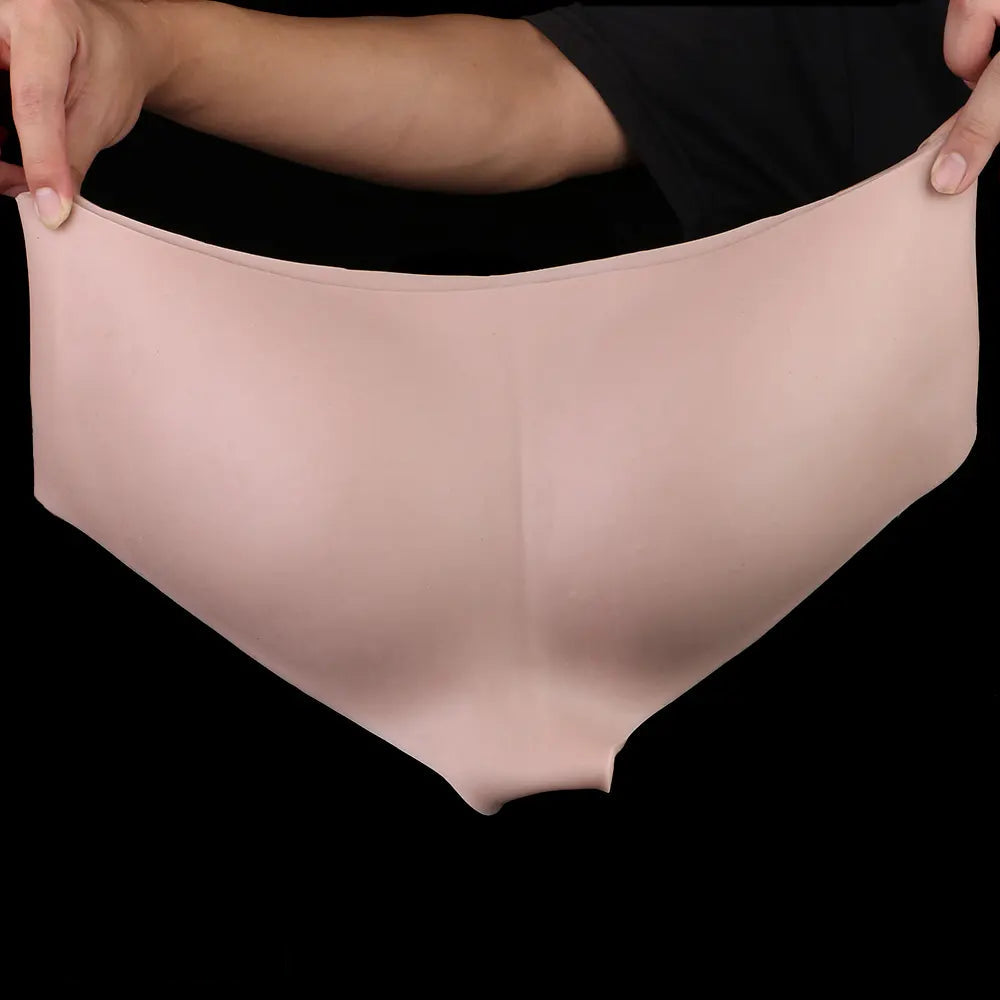 7.55in Wearable Silicone Uncut Dildo Pants Real Skin with Hollow Cock Sleeve