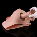 7.55in Wearable Silicone Uncut Dildo Pants Real Skin with Hollow Cock Sleeve
