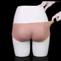 7.55in Wearable Silicone Uncut Dildo Pants Real Skin with Hollow Cock Sleeve
