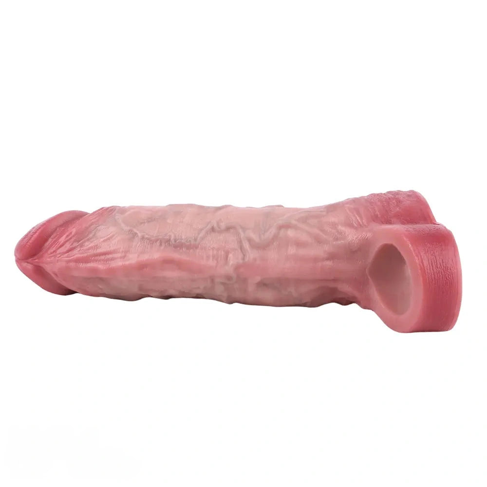 7.56in Lifelike Blue Veins Hollow Dildo Cock Sleeve With Cock Ring For Cock
