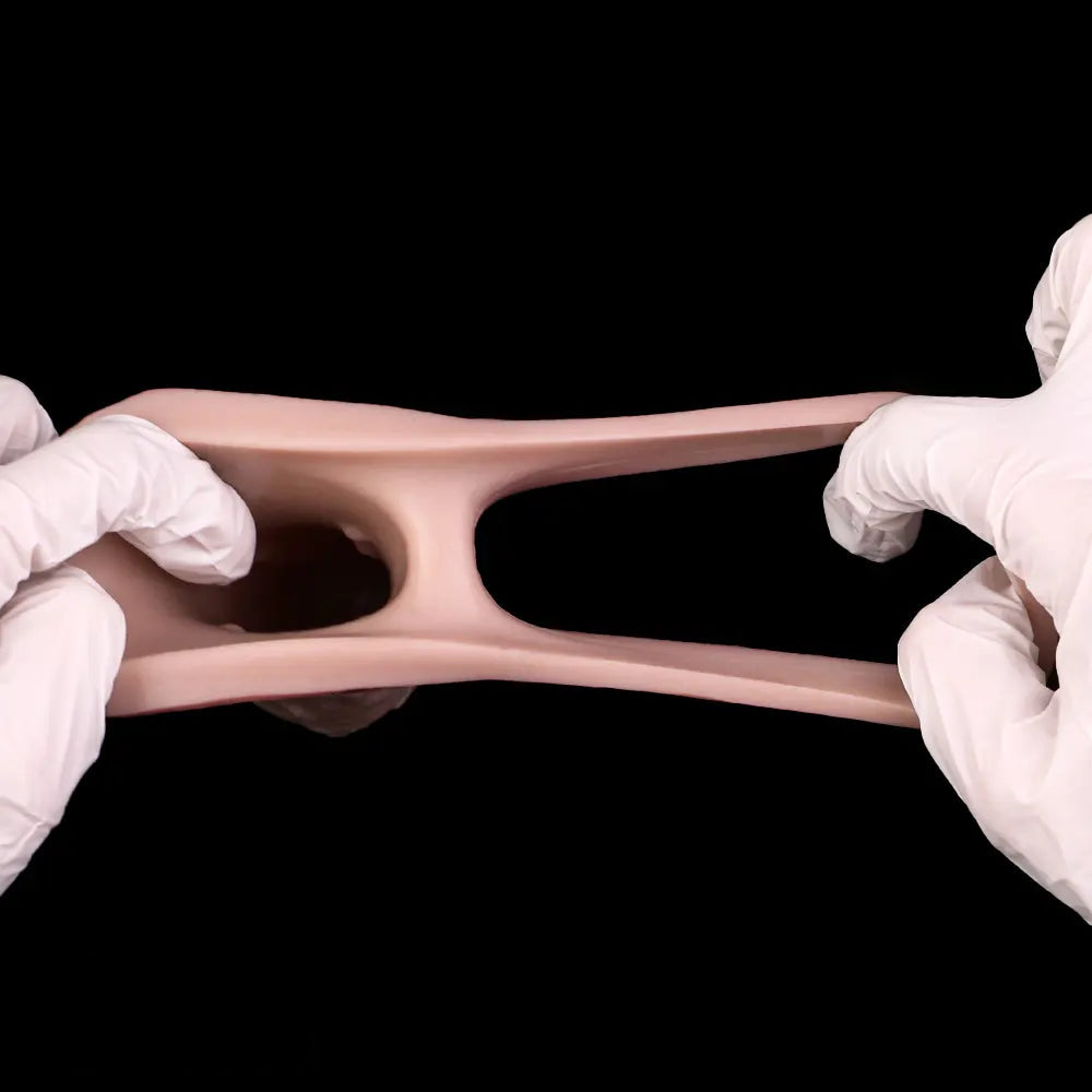 7.56in Lifelike Blue Veins Hollow Dildo Cock Sleeve With Cock Ring For Cock