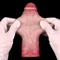 7.56in Lifelike Blue Veins Hollow Dildo Cock Sleeve With Cock Ring For Cock