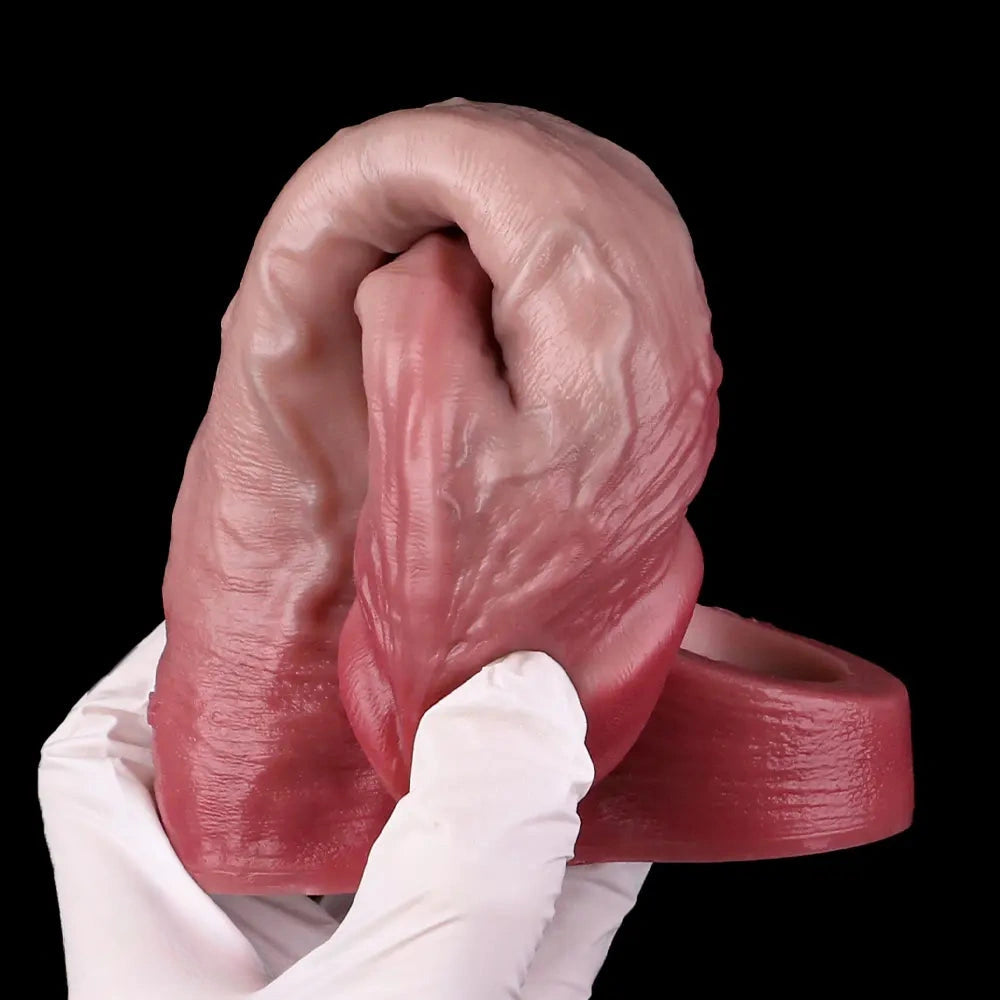 7.56in Lifelike Blue Veins Hollow Dildo Cock Sleeve With Cock Ring For Cock