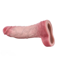 7.56in Lifelike Blue Veins Hollow Dildo Cock Sleeve With Cock Ring For Cock